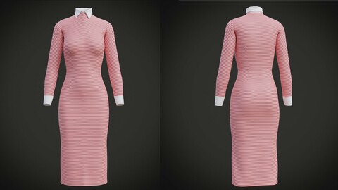 Female Collar Dress - 3D clothing