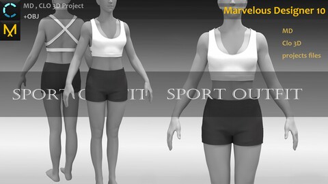 Female/Girls Sport Outfit_Shorts With Bra_Clo3d, Marvelous Designer_Fbx & Obj needed