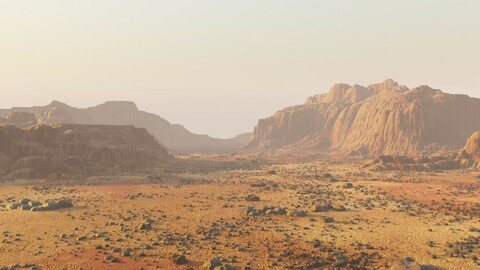 Martian surface - stony area in Blender