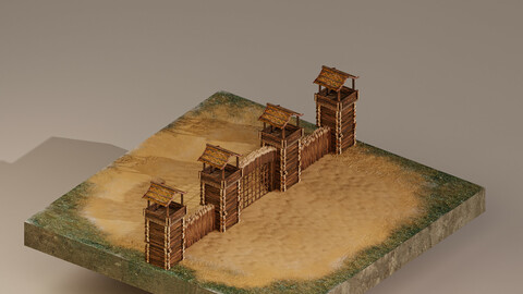 Castle Wall Level 1 3D Model