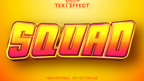 Squad text, sport style editable text effect