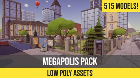 Low Poly Megapolis Pack - Asset for Unity 3D, City Map and Models