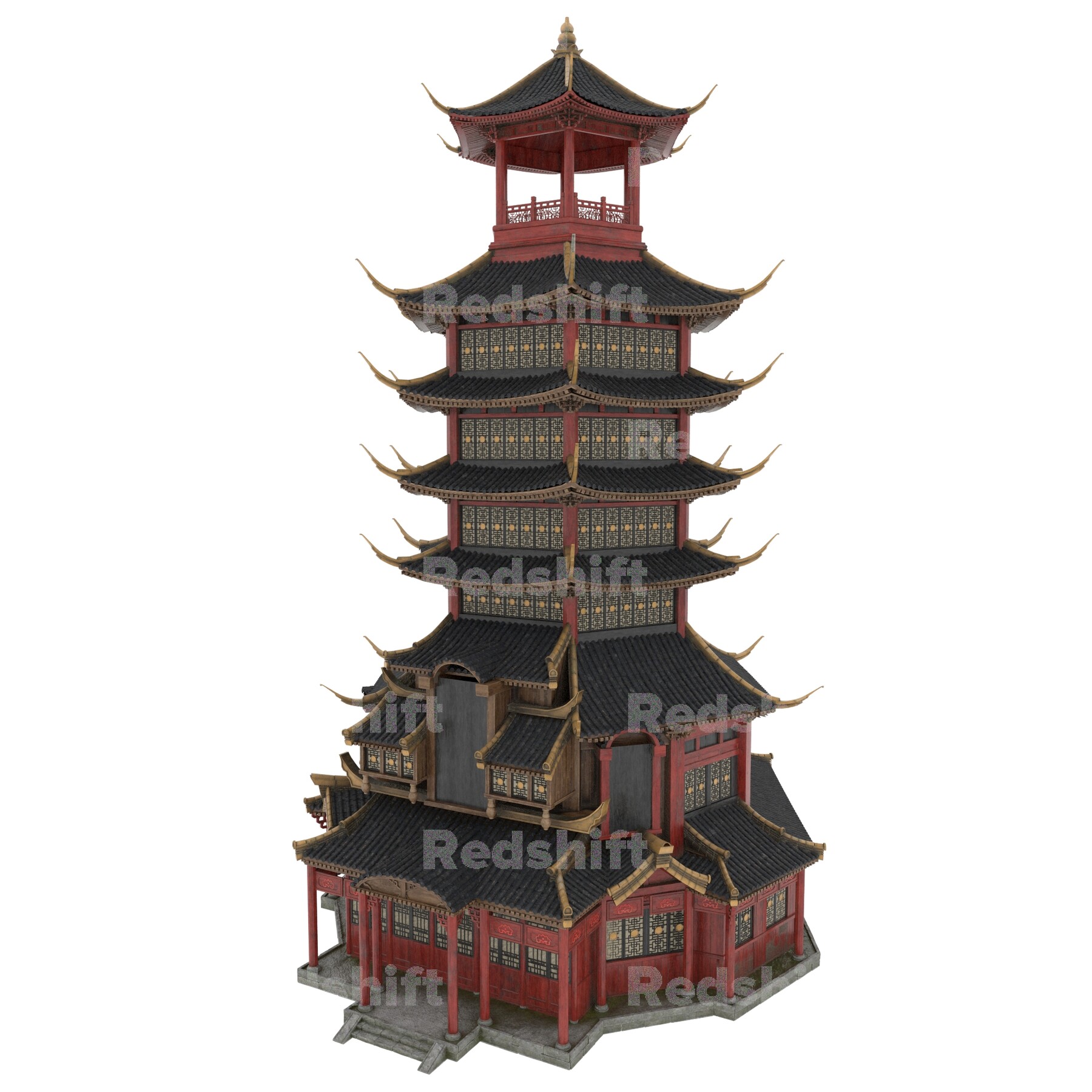 ArtStation - Chinese style ancient architecture tower J