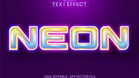 Neon text, neon style editable text effect