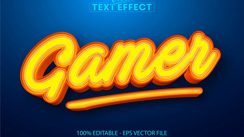 Gamer text, cartoon style editable text effect