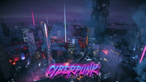 C4D Octane render Cyberpunk city Magic Wonder Skyscrapers CBD japan neon