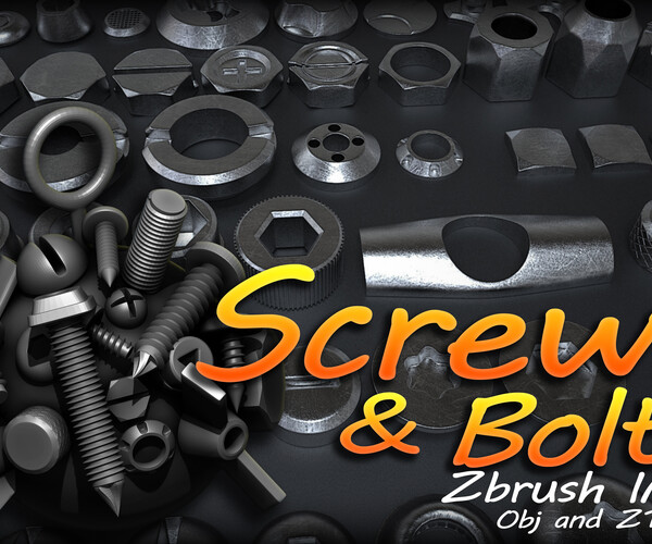 ArtStation Screw & Bolts model kit Brushes