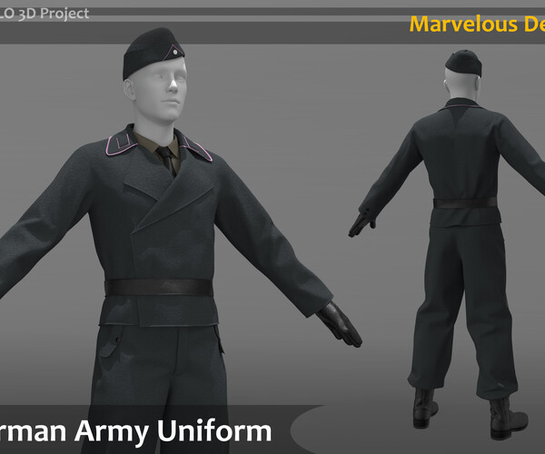 ArtStation - The German military uniform_ Officer attire_Clo3d ...