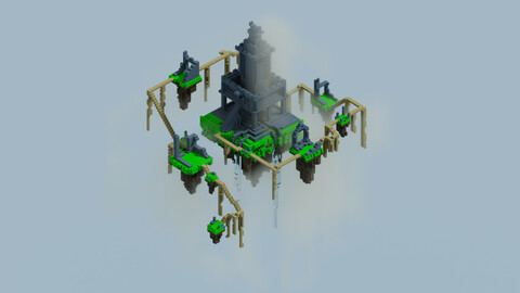 3d voxel iso tampel in sky