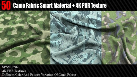 50 Camo Fabric Smart Material + 4K PBR Texture