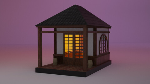 Japanese TeaHouse Clipart Build Low-poly 3D model