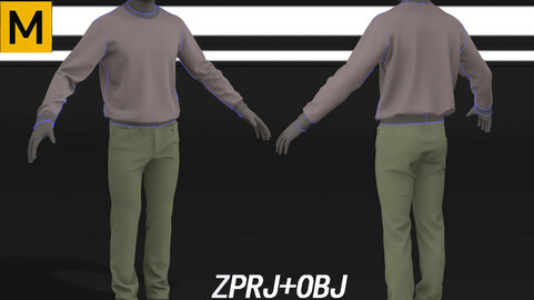 Man's sweatshirt pants streetwear suit Marvelous Designer project jeans hoody t-shirt