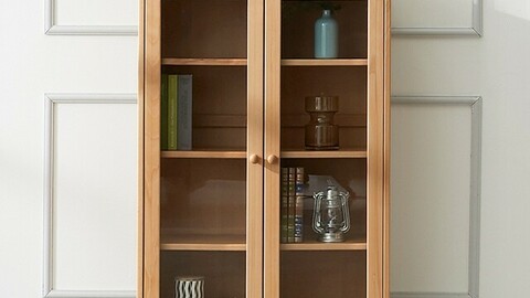 Beaches solid wood glass cabinet