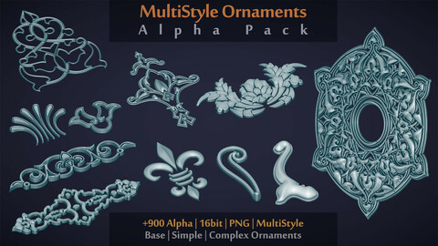 MultiStyle Ornaments Alpha Pack | +900 Alpha | PNG | 16 Bit