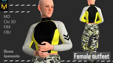 Female outfit. Clo 3D/MD project + FBX, OBJ files