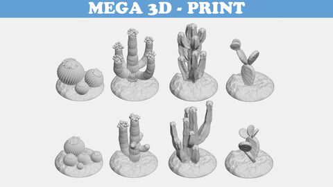 Tabletop Miniatures - Sand Desert Cactus Package 3D print model