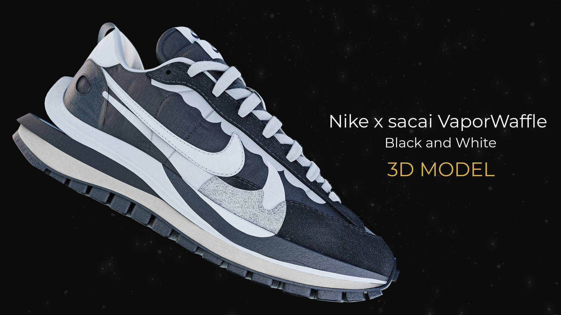 ArtStation - 3D MODEL Nike x sacai Vapor Waffle Black and White