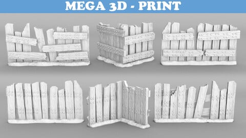 Tabletop Miniatures - Wooden Fence Modulars 3D print model