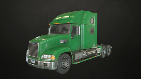 Semi Truck Tractor - Green - Low Poly