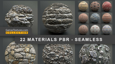 22 Wall, Stone COLLECTION OF PBR MATERIALS IN ONE PACK GamesTextures.com