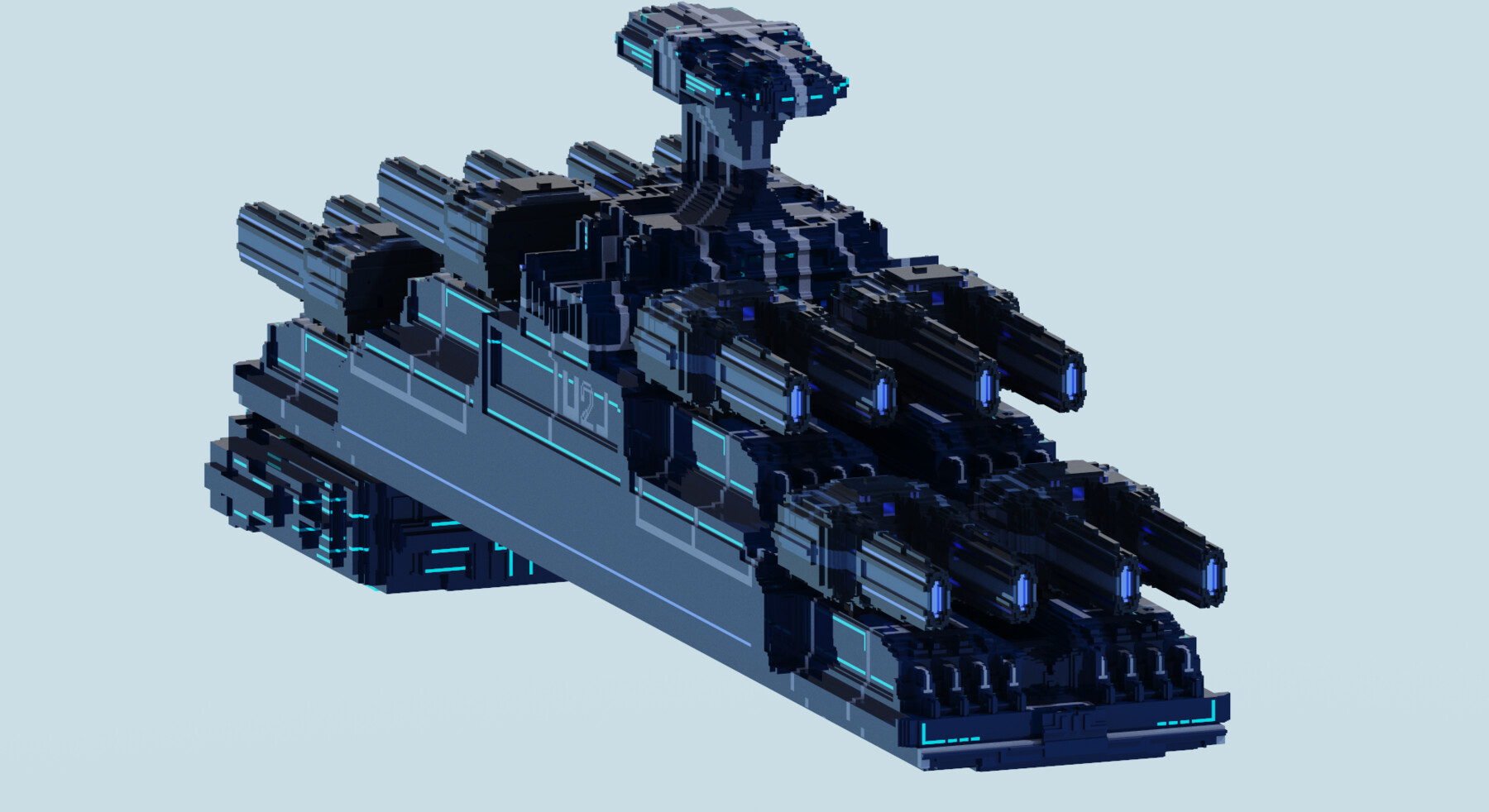 ArtStation - 3d voxel iso space ship in light | Game Assets
