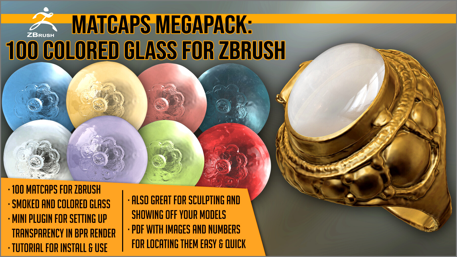 zbrush glass material