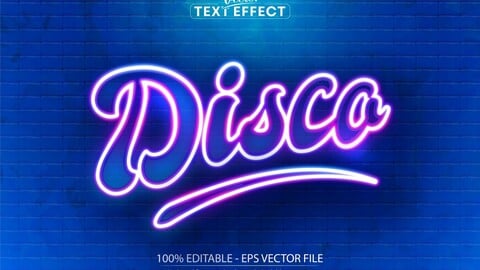 Disco text, neon style editable text effect