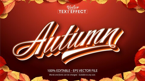 Autumn text, autumn style editable text effect on autumn leaves and textured background