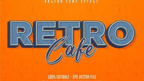 Retro Cafe text, vintage style editable text effect