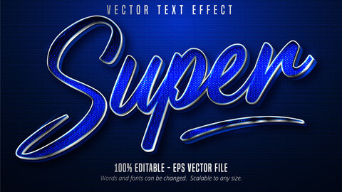 Super text, silver color style editable text effect