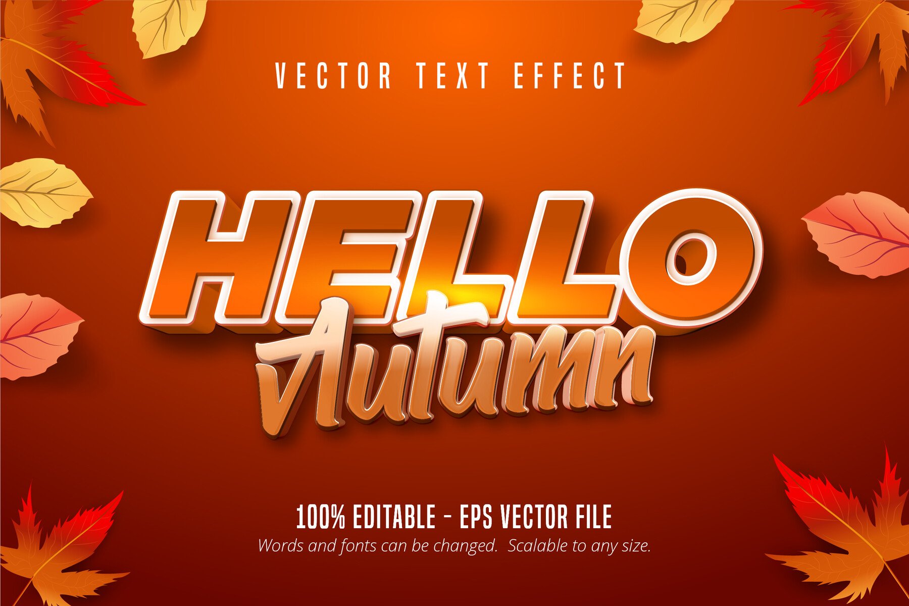 ArtStation - Hello autumn text, autumn style editable text effect on ...