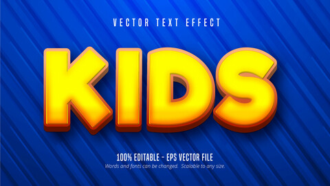 Kids text, cartoon style editable text effect