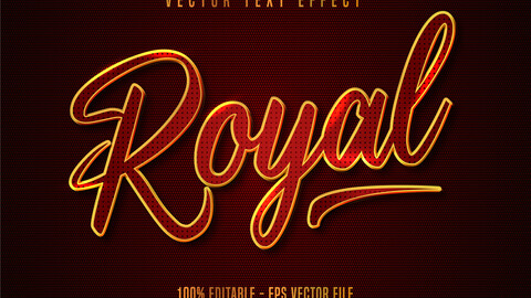 Royal text, gold and red color style editable text effect