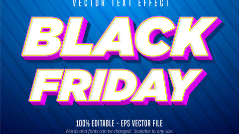 Black Friday text, cartoon style editable text effect