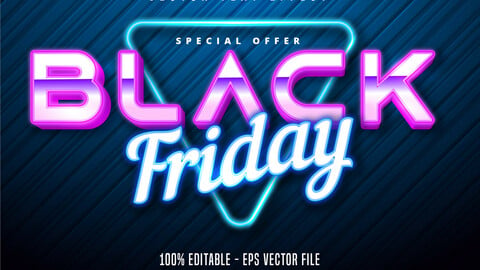 Black Friday text, neon style editable text effect