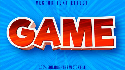 Game text, cartoon style editable text effect