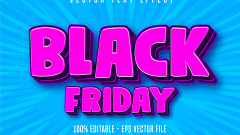 Black Friday text, cartoon style editable text effect