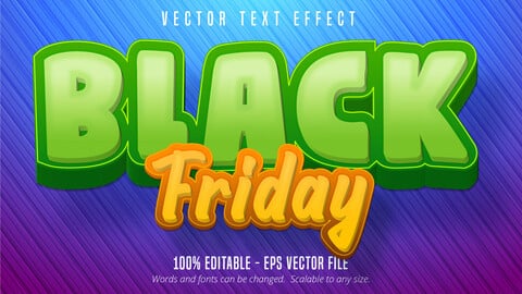 Black Friday text, cartoon style editable text effect