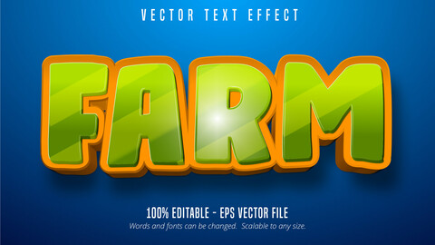 Farm text, cartoon style editable text effect