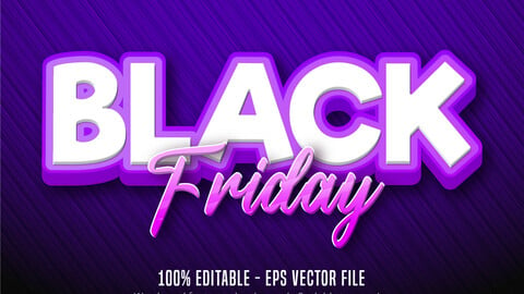 Black Friday text, cartoon style editable text effect