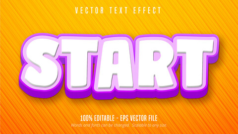 Start text, cartoon style editable text effect