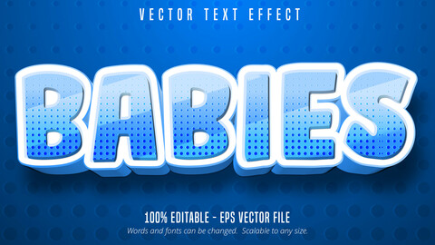 Babies text, cartoon style editable text effect