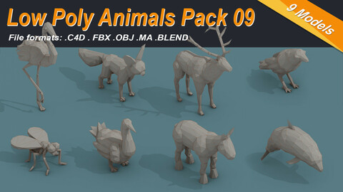 Low Poly 3d Art Animals Isometric Icon Pack 09