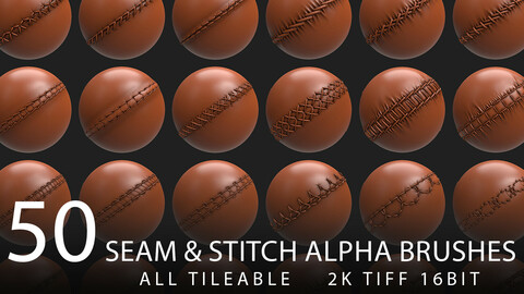 seam and stitch alpha brush bundle vol.3 (ALL Tileable 2K tiff 16bit)