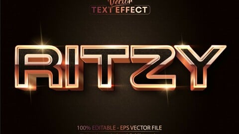 Ritzy text, shiny luxury rose gold editable text effect on dark textured background