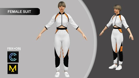 Female Sport Suit Marvelous Designer/Clo3d project + OBJ + FBX