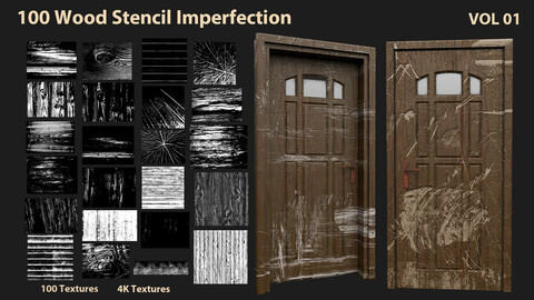 100 Wood Stencil Imperfection-VOL 01