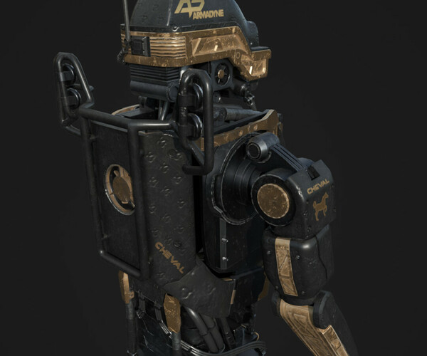 ArtStation - Elysium Droid gold skin Low-poly 3D model | Game Assets