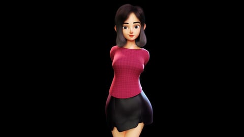 Rigged - Stylized Character Girl - Amy Style 4 - Blender 3D