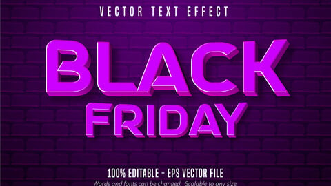 Black Friday text, cartoon style editable text effect